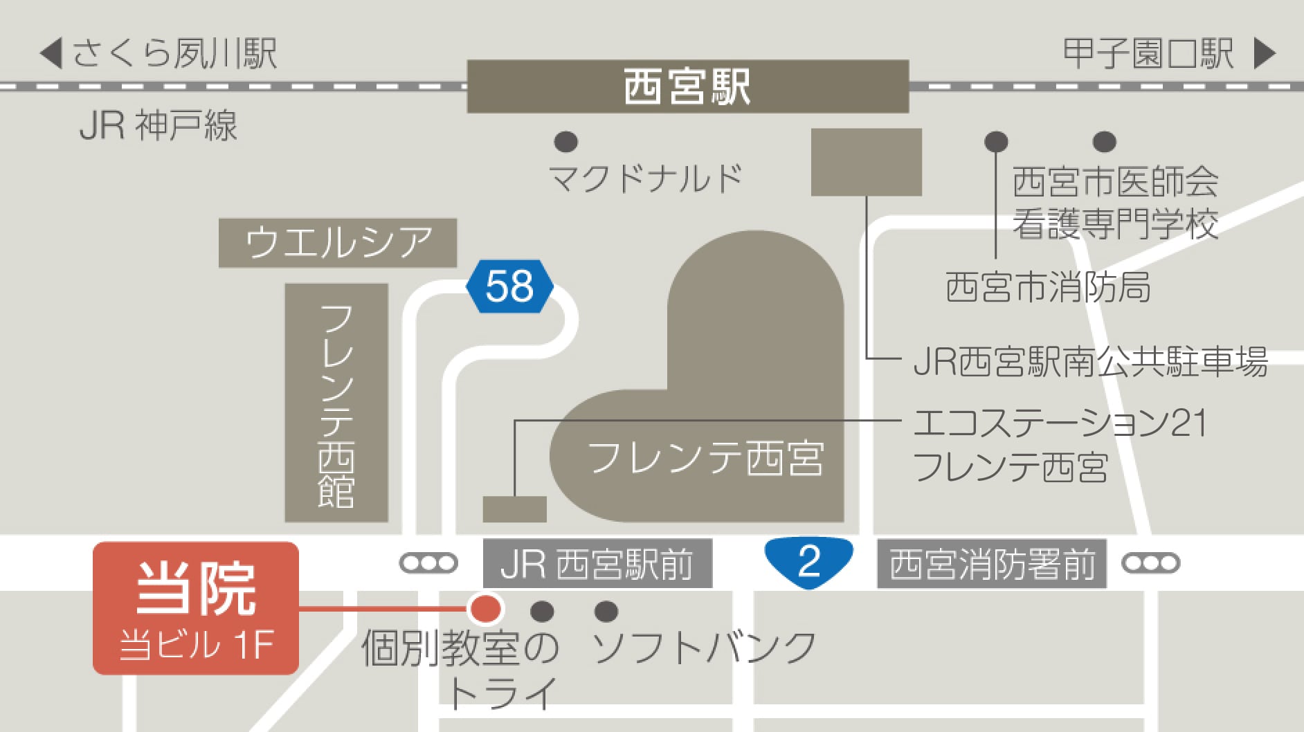 スマイルプラン歯科クリニック西宮までのアクセス